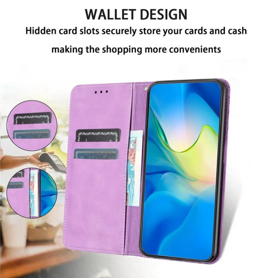 For Samsung Galaxy S24+ 5G Retro Elephant Embossed Leather Phone Case(Purple)