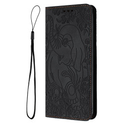 For Samsung Galaxy S24+ 5G Retro Elephant Embossed Leather Phone Case(Black)