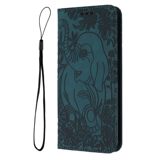 For Samsung Galaxy S24+ 5G Retro Elephant Embossed Leather Phone Case(Green)