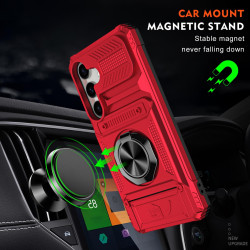 For Samsung Galaxy S24+ 5G TPU+PC Shockproof Card Phone Case with Metal Ring Holder(Red)
