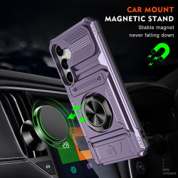 For Samsung Galaxy S24+ 5G TPU+PC Shockproof Card Phone Case with Metal Ring Holder(Purple)