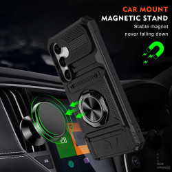 For Samsung Galaxy S24+ 5G TPU+PC Shockproof Card Phone Case with Metal Ring Holder(Black)
