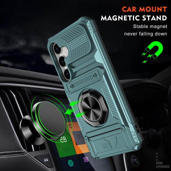 For Samsung Galaxy S24+ 5G TPU+PC Shockproof Card Phone Case with Metal Ring Holder(Green)