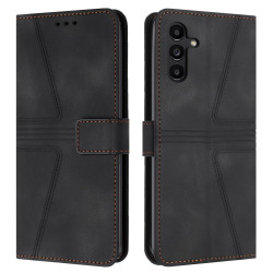 For Samsung Galaxy S24+ 5G Triangle Solid Color Leather Phone Case(Black)
