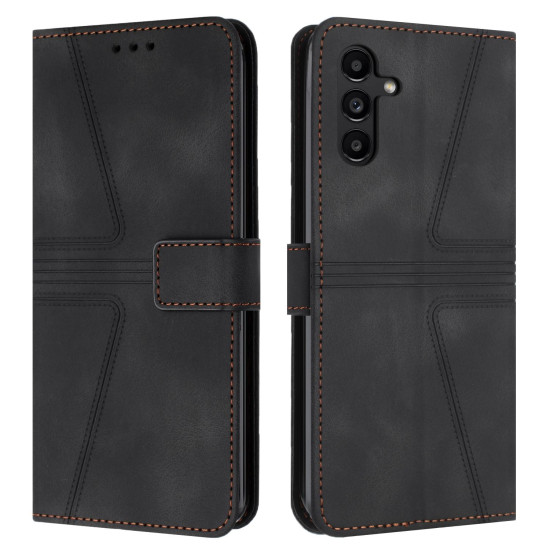 For Samsung Galaxy S24+ 5G Triangle Solid Color Leather Phone Case(Black)