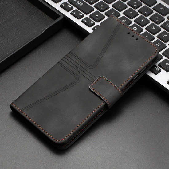 For Samsung Galaxy S24+ 5G Triangle Solid Color Leather Phone Case(Black)