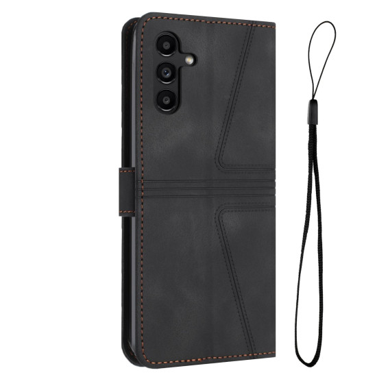 For Samsung Galaxy S24+ 5G Triangle Solid Color Leather Phone Case(Black)