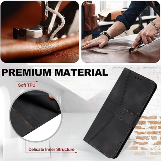 For Samsung Galaxy S24+ 5G Triangle Solid Color Leather Phone Case(Black)