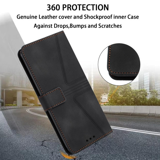 For Samsung Galaxy S24+ 5G Triangle Solid Color Leather Phone Case(Black)