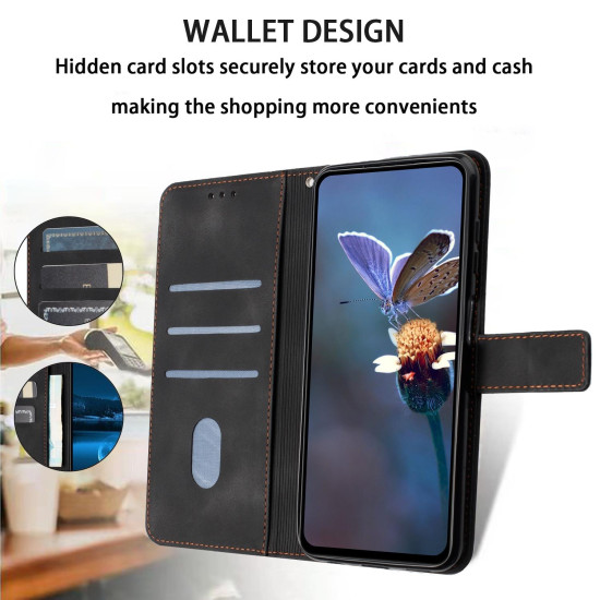For Samsung Galaxy S24+ 5G Triangle Solid Color Leather Phone Case(Black)