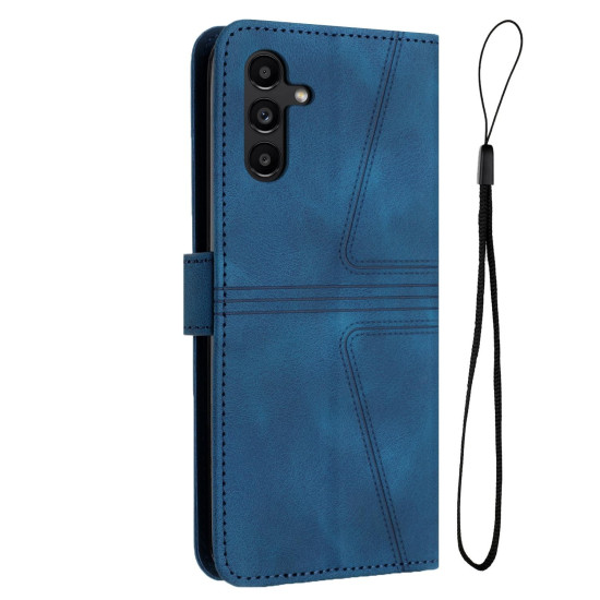 For Samsung Galaxy S24+ 5G Triangle Solid Color Leather Phone Case(Blue)