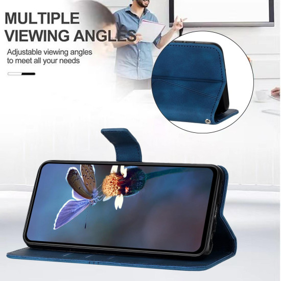 For Samsung Galaxy S24+ 5G Triangle Solid Color Leather Phone Case(Blue)