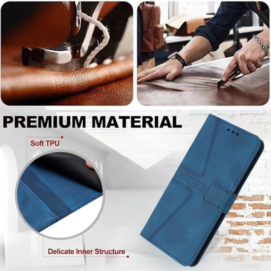 For Samsung Galaxy S24+ 5G Triangle Solid Color Leather Phone Case(Blue)
