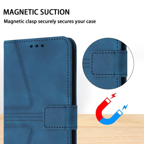 For Samsung Galaxy S24+ 5G Triangle Solid Color Leather Phone Case(Blue)