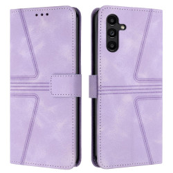 For Samsung Galaxy S24+ 5G Triangle Solid Color Leather Phone Case(Purple)