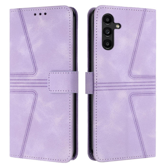 For Samsung Galaxy S24+ 5G Triangle Solid Color Leather Phone Case(Purple)