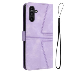 For Samsung Galaxy S24+ 5G Triangle Solid Color Leather Phone Case(Purple)
