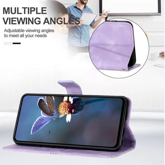 For Samsung Galaxy S24+ 5G Triangle Solid Color Leather Phone Case(Purple)
