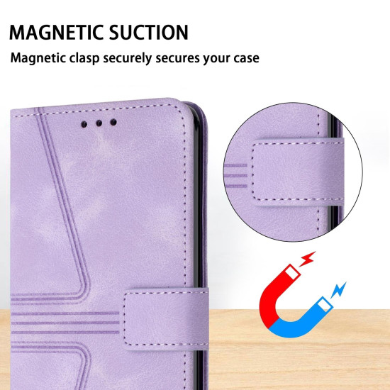 For Samsung Galaxy S24+ 5G Triangle Solid Color Leather Phone Case(Purple)