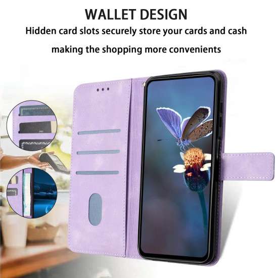 For Samsung Galaxy S24+ 5G Triangle Solid Color Leather Phone Case(Purple)