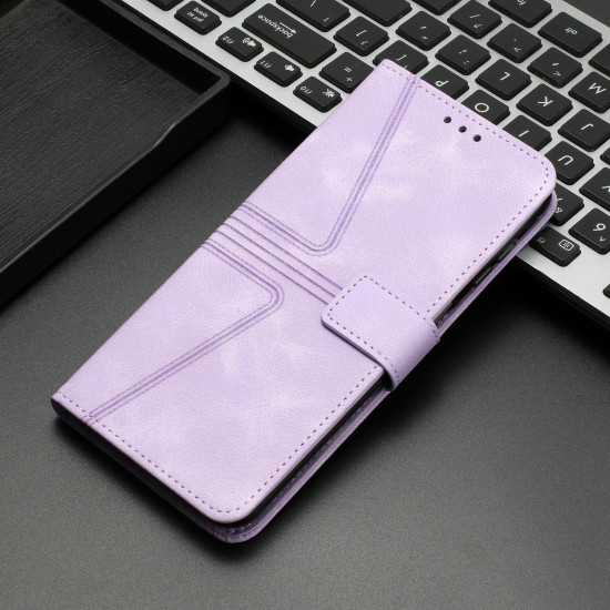 For Samsung Galaxy S24+ 5G Triangle Solid Color Leather Phone Case(Purple)