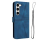 For Samsung Galaxy S23+ 5G Triangle Solid Color Leather Phone Case(Blue)