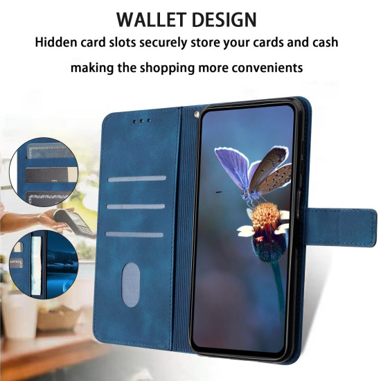 For Samsung Galaxy S23+ 5G Triangle Solid Color Leather Phone Case(Blue)