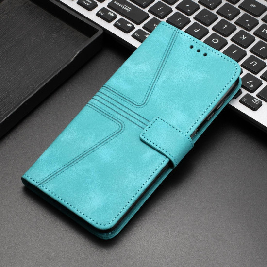For Samsung Galaxy S23+ 5G Triangle Solid Color Leather Phone Case(Green)