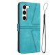 For Samsung Galaxy S23+ 5G Triangle Solid Color Leather Phone Case(Green)