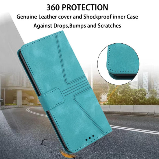 For Samsung Galaxy S23+ 5G Triangle Solid Color Leather Phone Case(Green)