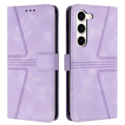 For Samsung Galaxy S23+ 5G Triangle Solid Color Leather Phone Case(Purple)