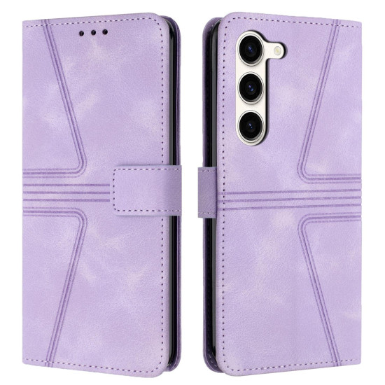 For Samsung Galaxy S23+ 5G Triangle Solid Color Leather Phone Case(Purple)