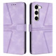 For Samsung Galaxy S23+ 5G Triangle Solid Color Leather Phone Case(Purple)