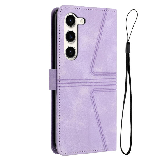 For Samsung Galaxy S23+ 5G Triangle Solid Color Leather Phone Case(Purple)