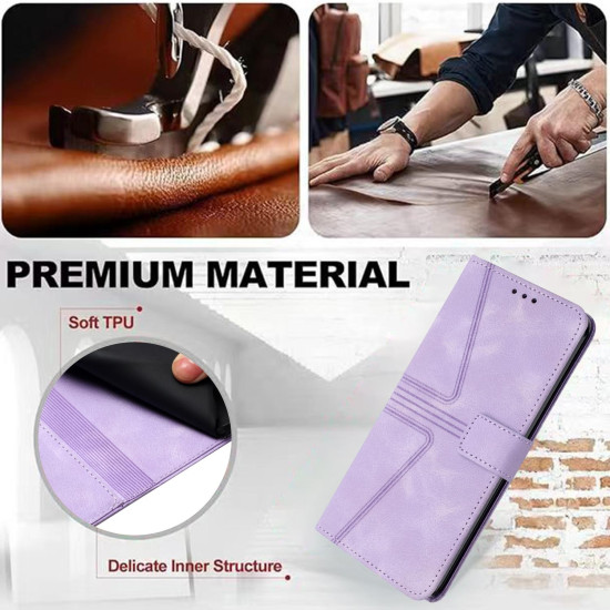 For Samsung Galaxy S23+ 5G Triangle Solid Color Leather Phone Case(Purple)