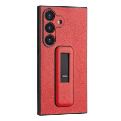 For Samsung Galaxy S24+ 5G PU Leather Push-pull Bracket Shockproof Phone Case(Red)