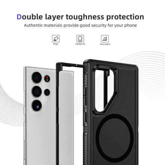 For Samsung Galaxy S24+ 5G Guard Magsafe Magnetic Frosted Phone Case(Black)
