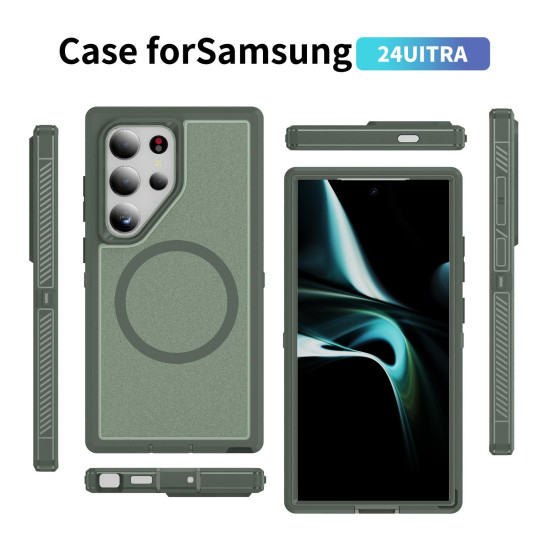 For Samsung Galaxy S24+ 5G Guard Magsafe Magnetic Frosted Phone Case(Green)