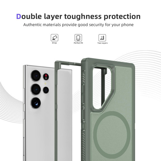 For Samsung Galaxy S24+ 5G Guard Magsafe Magnetic Frosted Phone Case(Green)