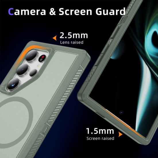 For Samsung Galaxy S24+ 5G Guard Magsafe Magnetic Frosted Phone Case(Green)