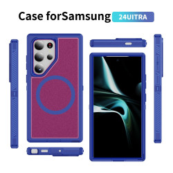 For Samsung Galaxy S24+ 5G Guard Magsafe Magnetic Frosted Phone Case(Blue+Rose Red)