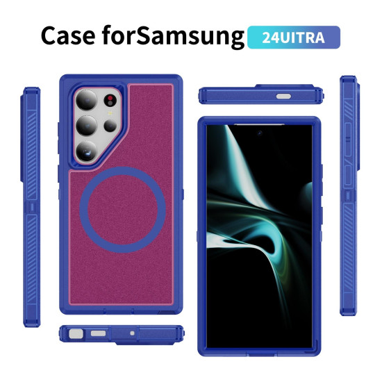For Samsung Galaxy S24+ 5G Guard Magsafe Magnetic Frosted Phone Case(Blue+Rose Red)
