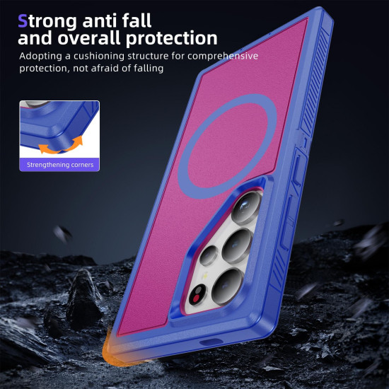 For Samsung Galaxy S24+ 5G Guard Magsafe Magnetic Frosted Phone Case(Blue+Rose Red)