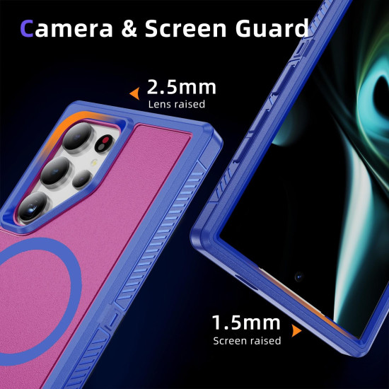 For Samsung Galaxy S24+ 5G Guard Magsafe Magnetic Frosted Phone Case(Blue+Rose Red)