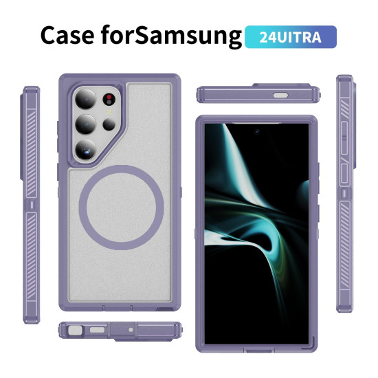 For Samsung Galaxy S24+ 5G Guard Magsafe Magnetic Frosted Phone Case(Light Purple)