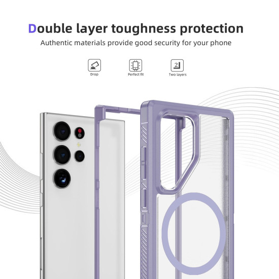For Samsung Galaxy S24+ 5G Guard Magsafe Magnetic Frosted Phone Case(Light Purple)