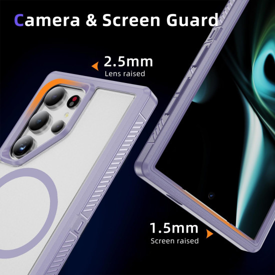 For Samsung Galaxy S24+ 5G Guard Magsafe Magnetic Frosted Phone Case(Light Purple)
