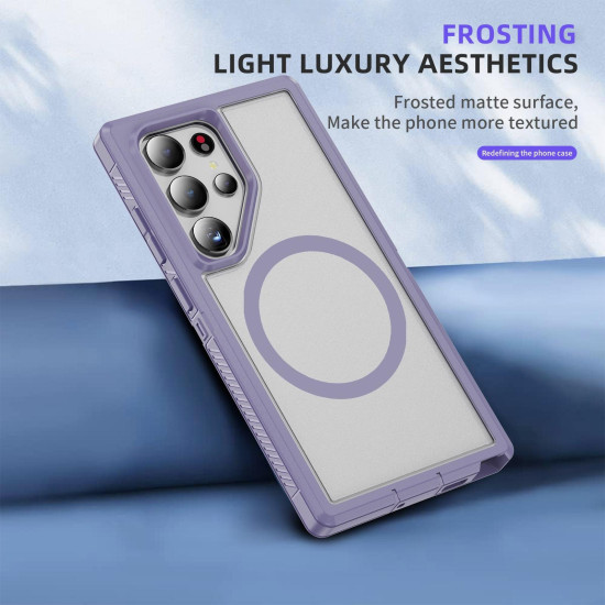 For Samsung Galaxy S24+ 5G Guard Magsafe Magnetic Frosted Phone Case(Light Purple)
