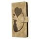 For Samsung Galaxy S24+ 5G Pen Heart Cat Embossed Leather Phone Case(Apricot)