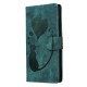 For Samsung Galaxy S24+ 5G Pen Heart Cat Embossed Leather Phone Case(Green)